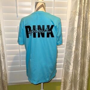 Victoria’s Secret Oversized Pink Aqua Blue Tee Medium